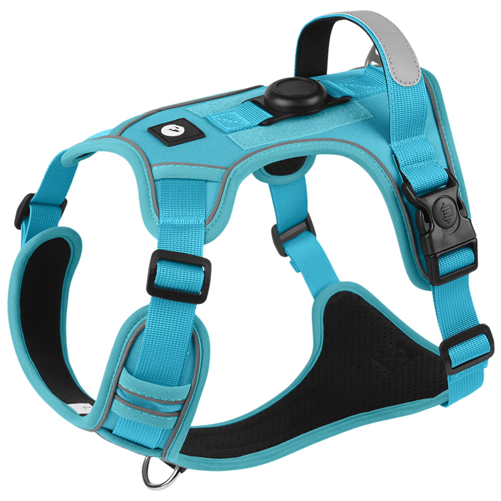 Escape Proof Dog Harness, Reflective Adjustable Anti-Pull Dog Harness with Front Back Clips and Control Handle, Lightweight Breathable Oxford Pet Vest for Small Medium Large Dogs (Blue, L)