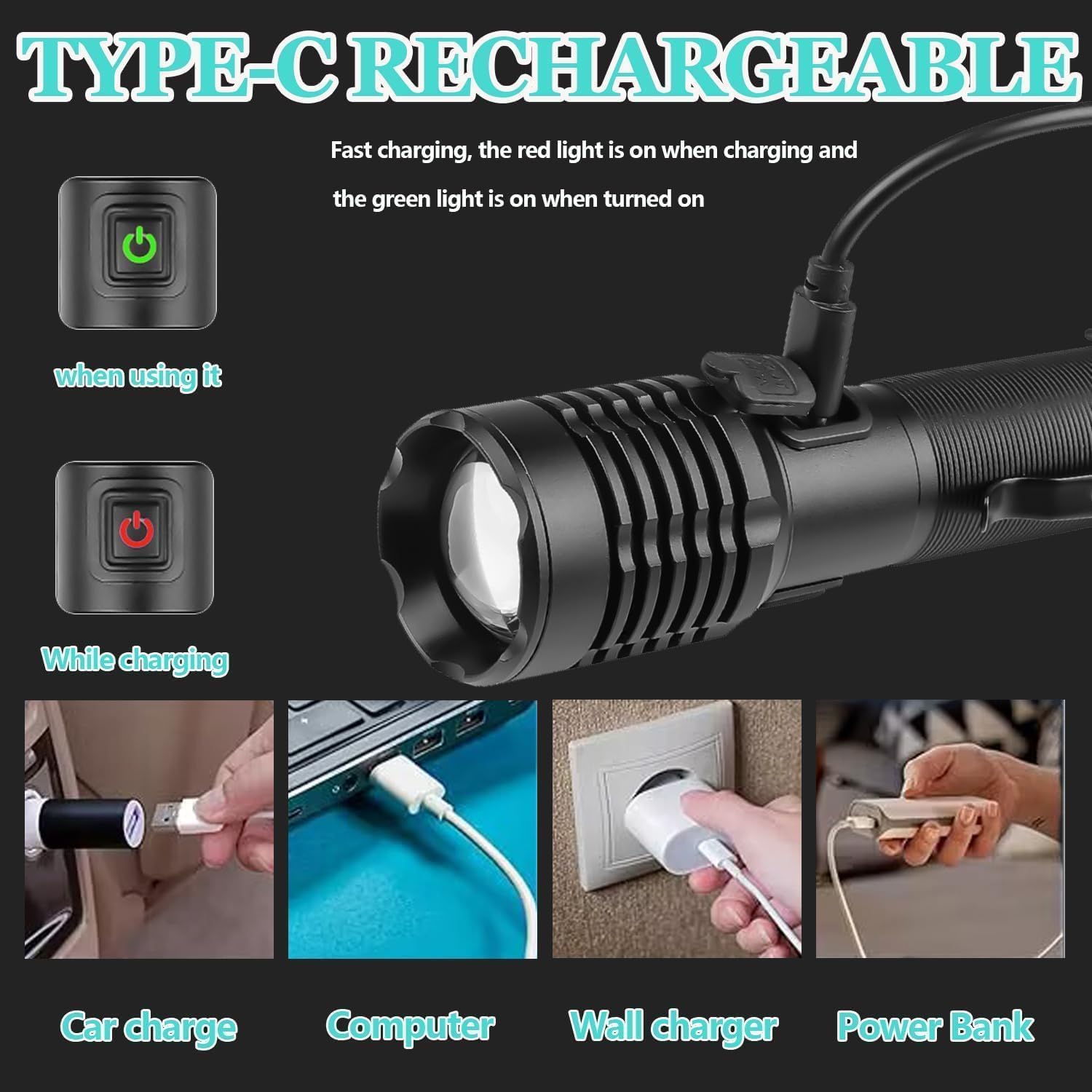 Pocketman Mini LED Flashlight 5 Mode Powerful Flashlight Super Bright Flash Lights Waterproof Torch with Clip for Emergencies Camping Hiking Dog Walking
