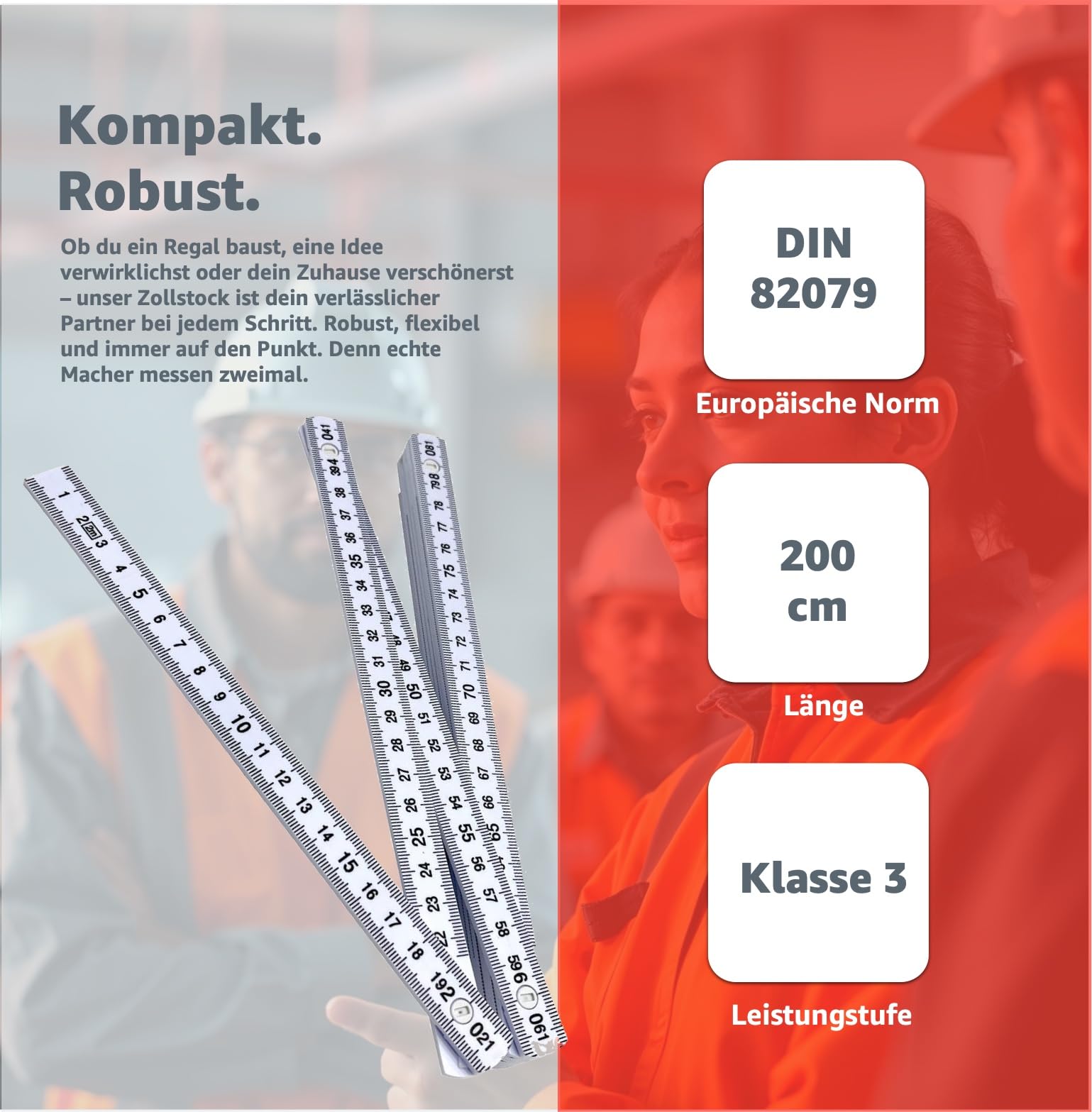 toolmate® 50 sztuk calówki 2 m – miarka wyjątkowo odporna na pękanie i dokładność pomiaru i łatwa do odczytania – biała