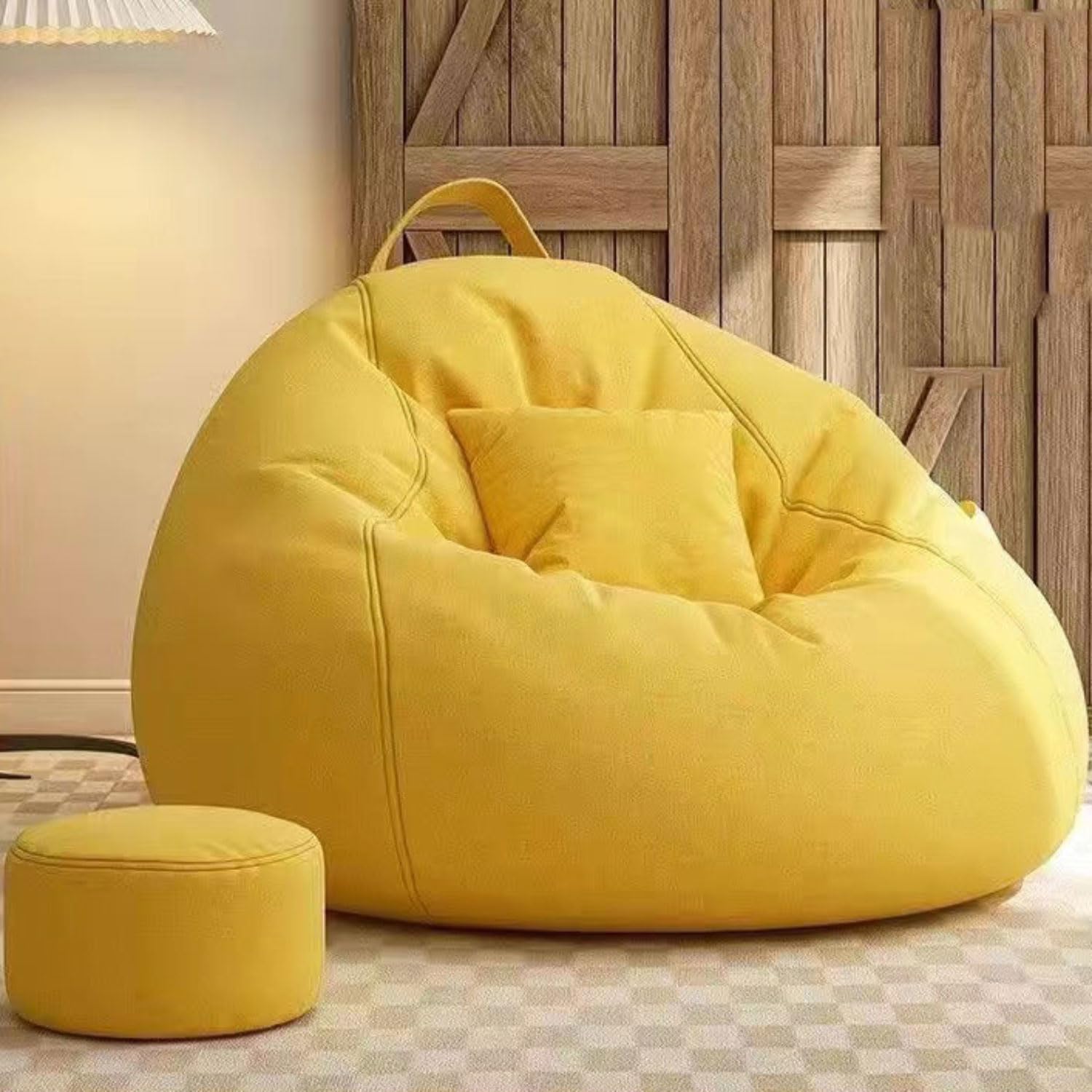 Puff Salón de Lino con Reposapies Puff Pera con Relleno de Espuma Incluido, Óptimo Apoyo para la Espalda Bean Bag Sofa Puff GiganteSofa Puf Gigante Moderno para Adultos o Decoracion Habitacion Juven