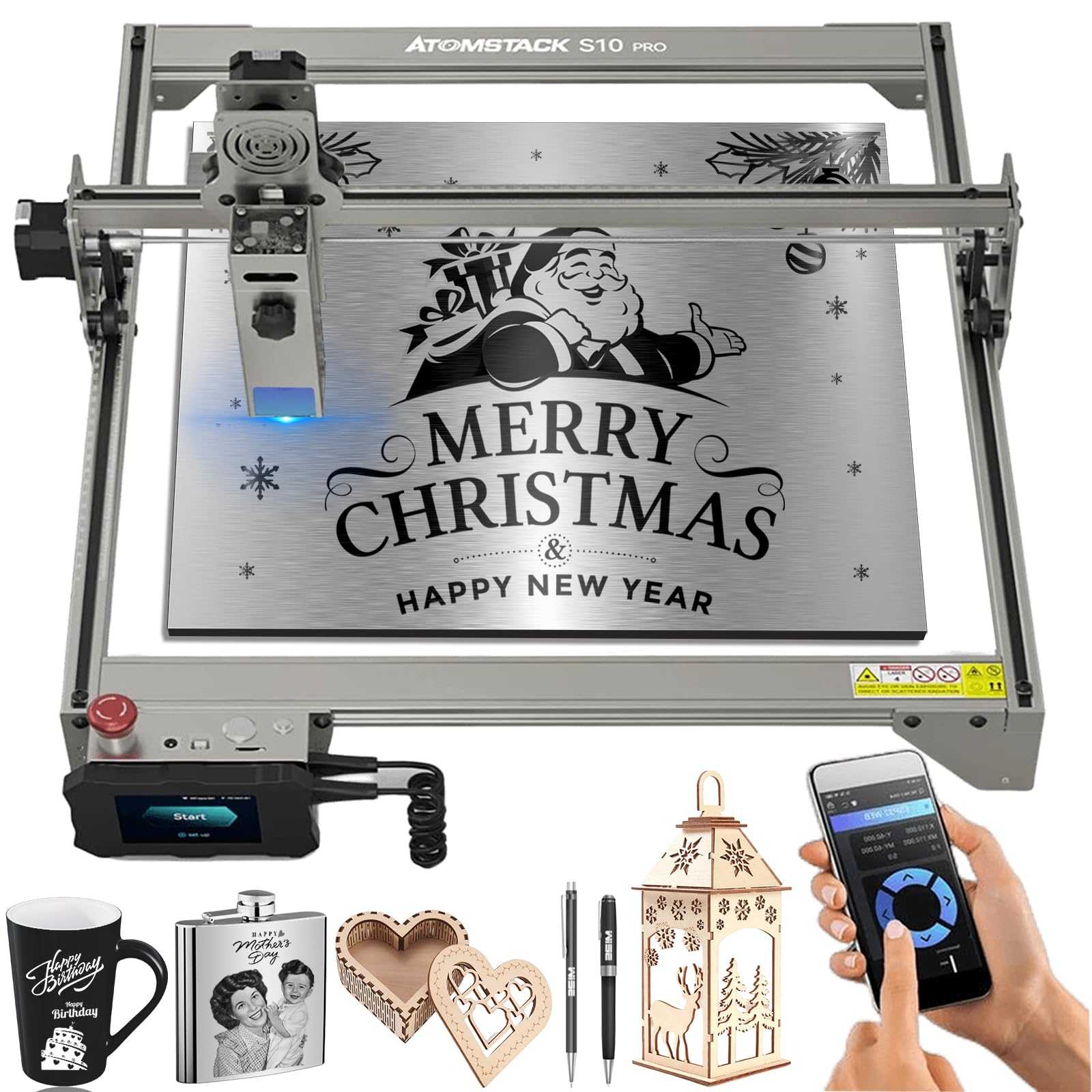 ATOMSTACK S10 Pro Laser Engraver, Laser Class 4,10000mW Output Diode Laser Engraving Machine, DIY Laser Cutter for 20mm Wood and 15mm Acrylic, WiFi Connection