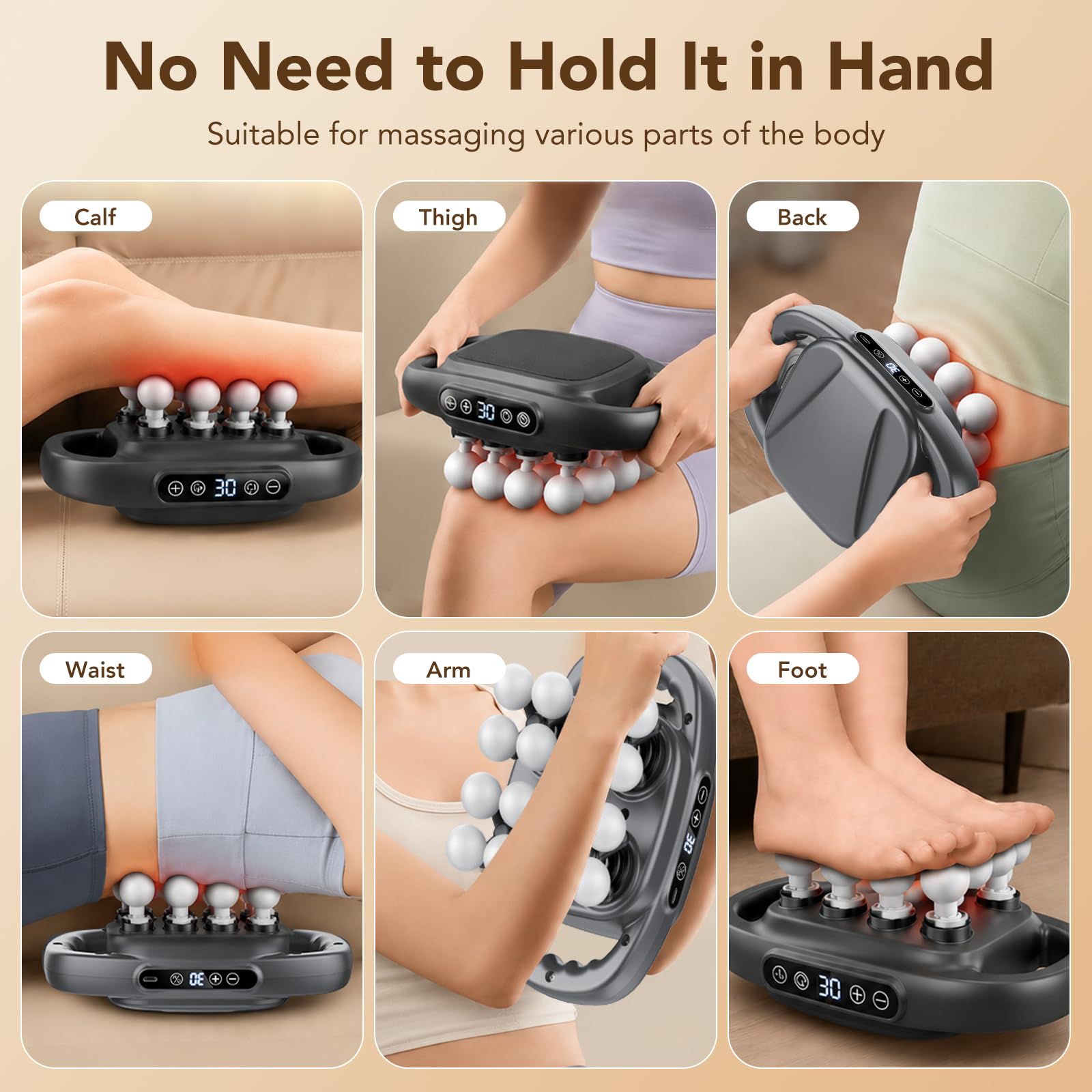 Pistolet de Massage Portable 16 Têtes, Relaxation 3X Massage Gun, Masseur Musculaire Silencieux, 3 Modes 30 Intensités, Cou Dos Jambes Pieds, Format Smartphone, Cadeau Fête des Pères