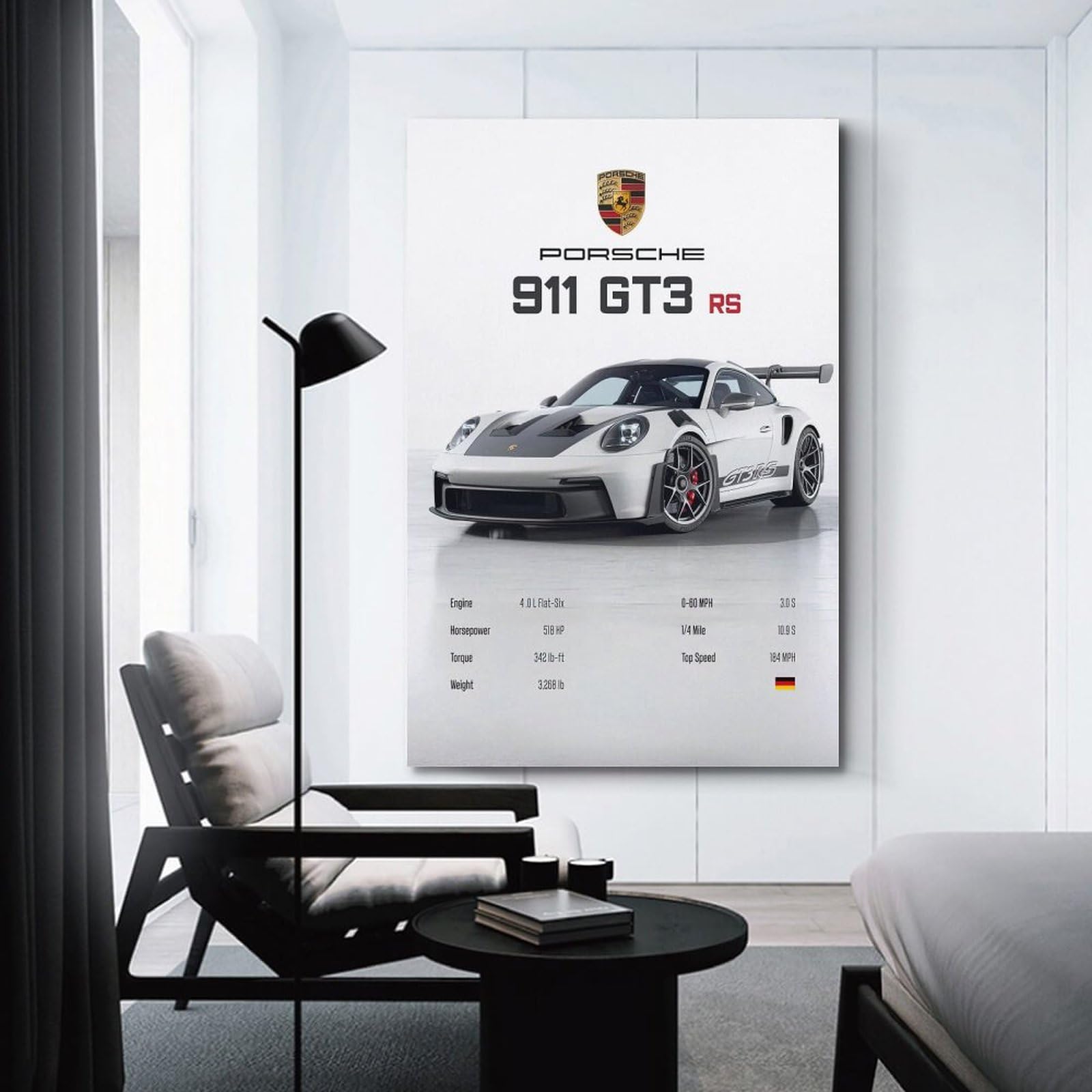 Toile Murale Décorative Voiture De Course Miami 911 GT3 RS - Poster 40 X 60 Cm, Ambiance Sportive Et Moderne