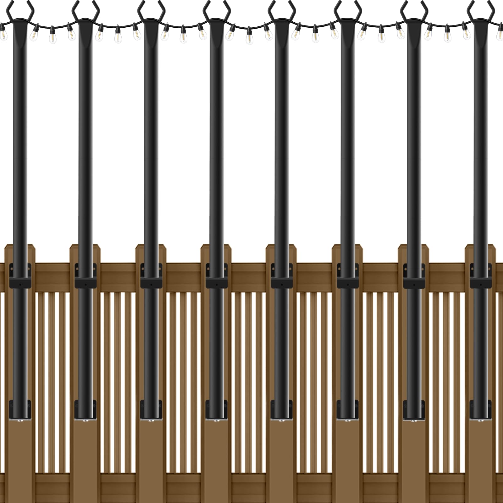 8 Pack String Light Poles,5Ft Metal Poles for Outdoor String Lights,Outdoor Light Poles with Post,Poles/Stand for Outside,Patio,Deck,Backyard,Garden Wedding,Party 8 Pack 5FT String Light Pole