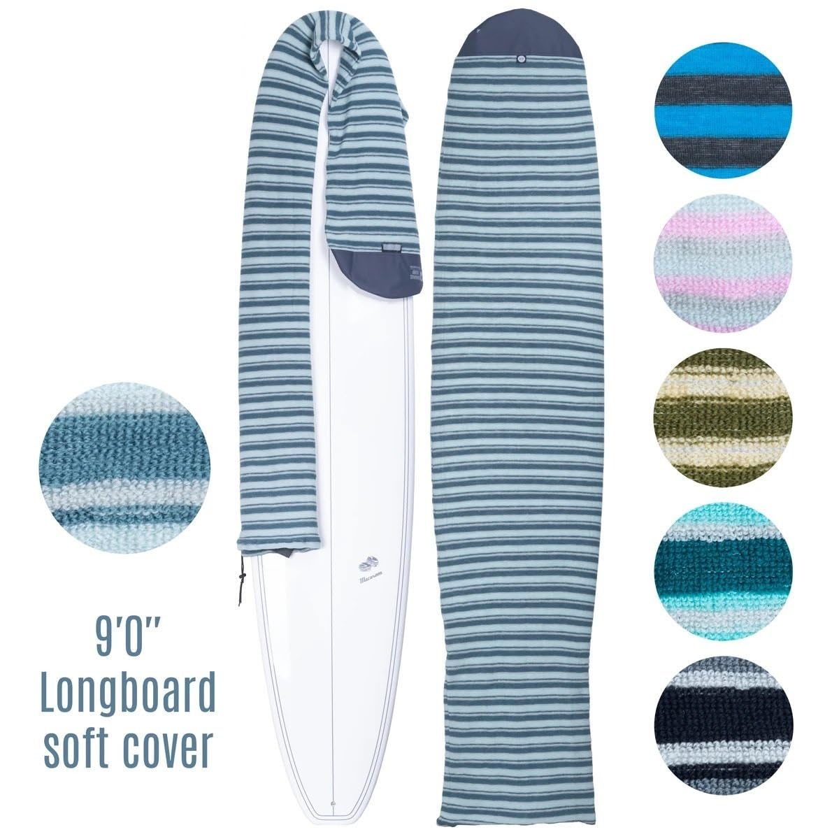 sup zubehör 9'0" 260 cm Surfbrettsocke 9 ft. Longboard Round Nose Soft Cover Tasche Schutzhülle Stretch Terry Strickstoff Surfboard Tasche Cover(Black Night)