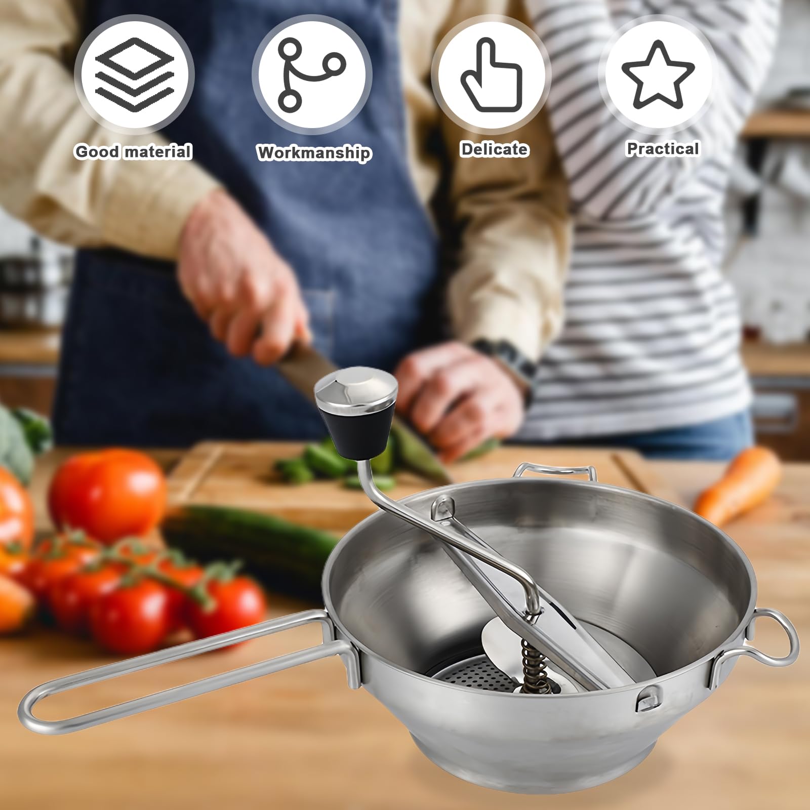 Sunoya Moulin À Aliments Inoxydable Avec 3 Tamis Et Éplucheur