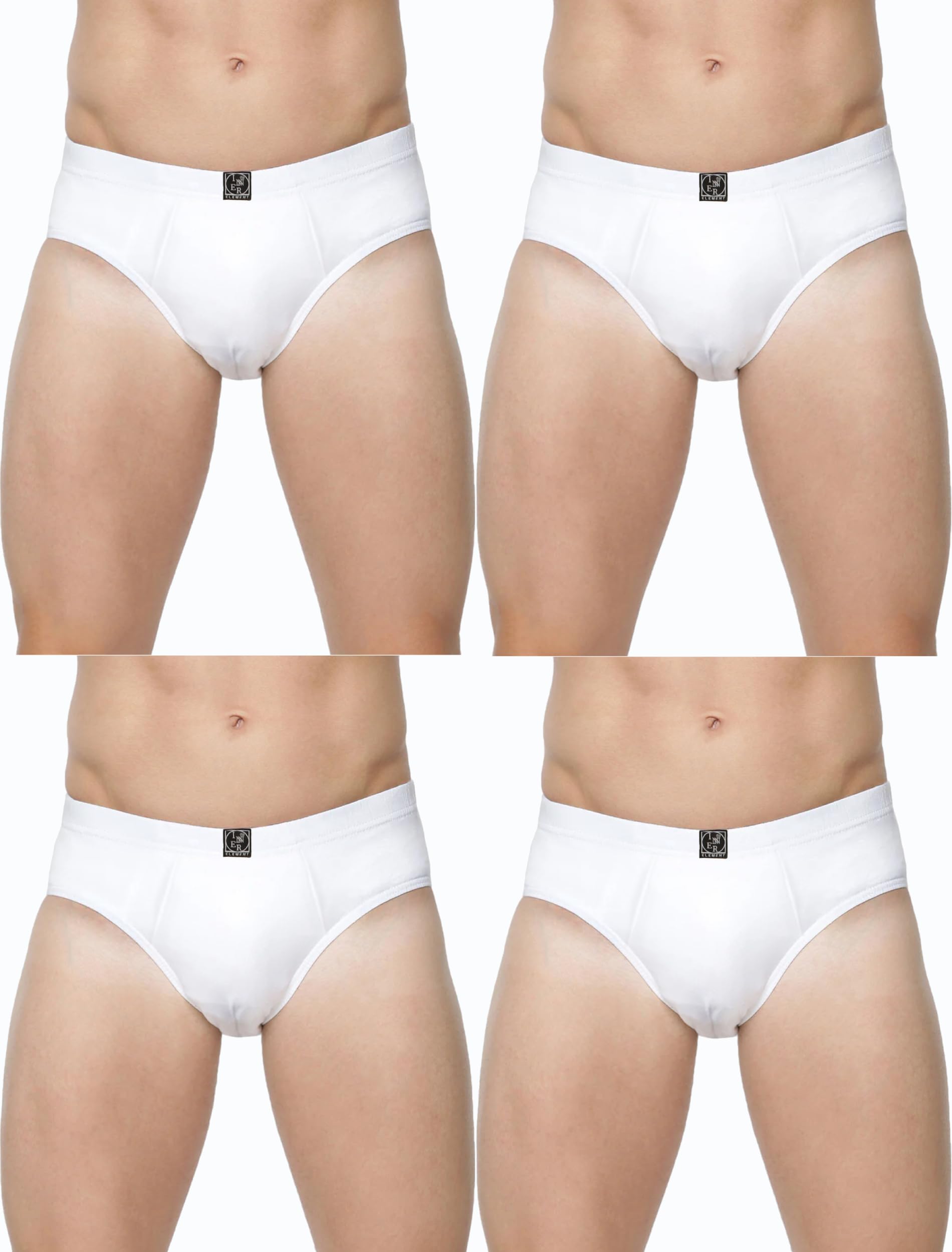 inner element Men Brief White Pure Cotton Brief Pack of 4 Classic White Brief Inner Elastic-picture-24