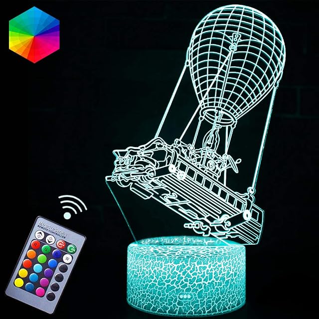 3D Battle Bus Night Light,Battle Royale Fortress Illusion Lamp 16 Colors Changeable LED Table Lights with Remote Controller Powered by USB Cable Best Gift for Gamer Kids Teens