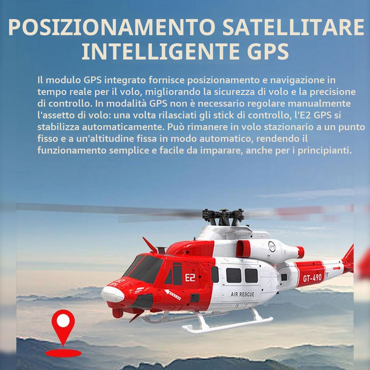 UH-1Y RC Elicottero per adulti, 2.4GHz 6CH Dual Brushless Direct Drive Helicopter Model, con posizionamento Lidar, adulto per principianti (RTF/Rescue Livery)
