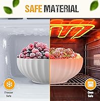 Vista 5 de Tazones blancos para servir (7.8 pulgadas) – Cuencos de ensalada de tamaño mediano, platos de cerámica, tazón grande, juego de cuencos para servir