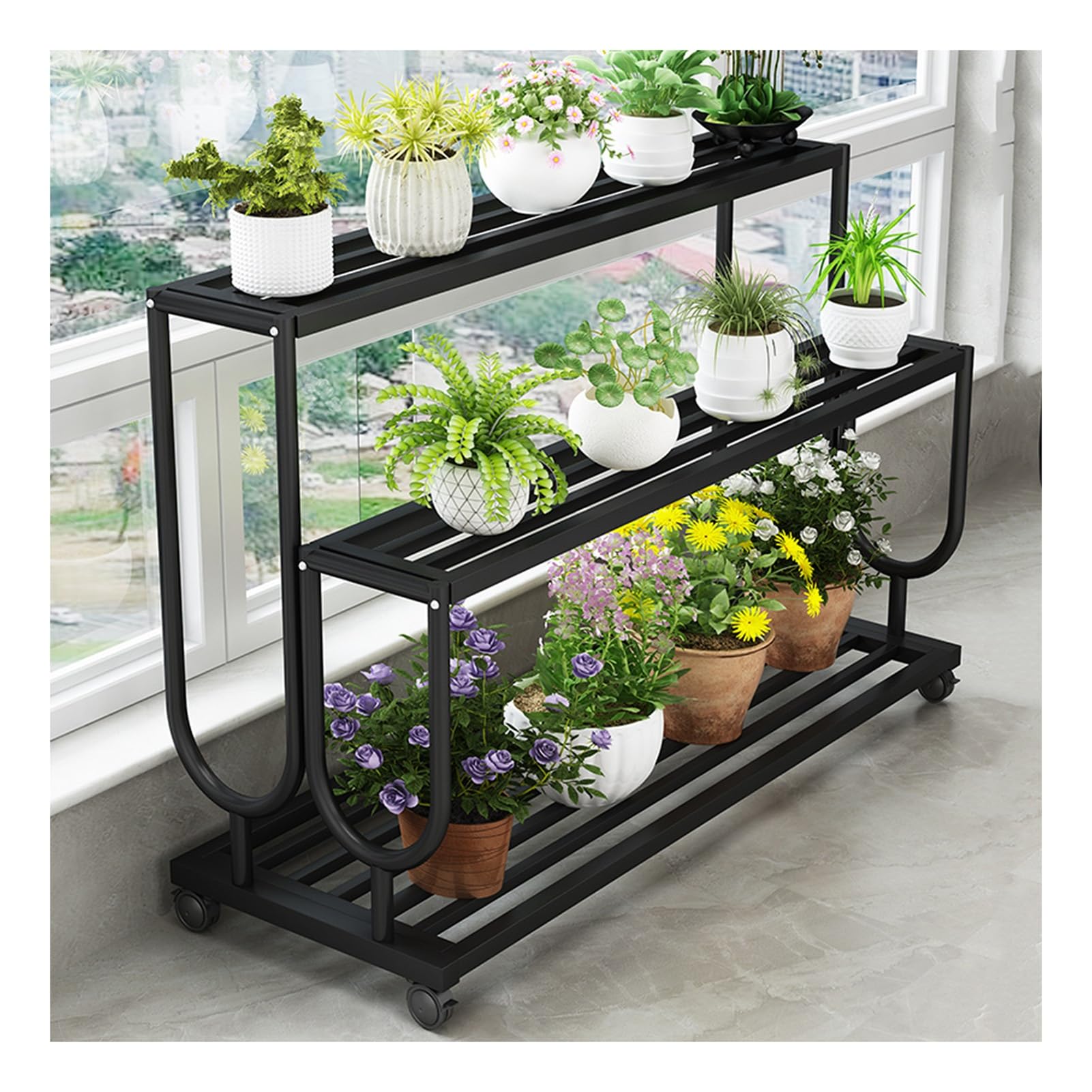 Support pots de fleurs mobile 150kg résout le mal de dos
