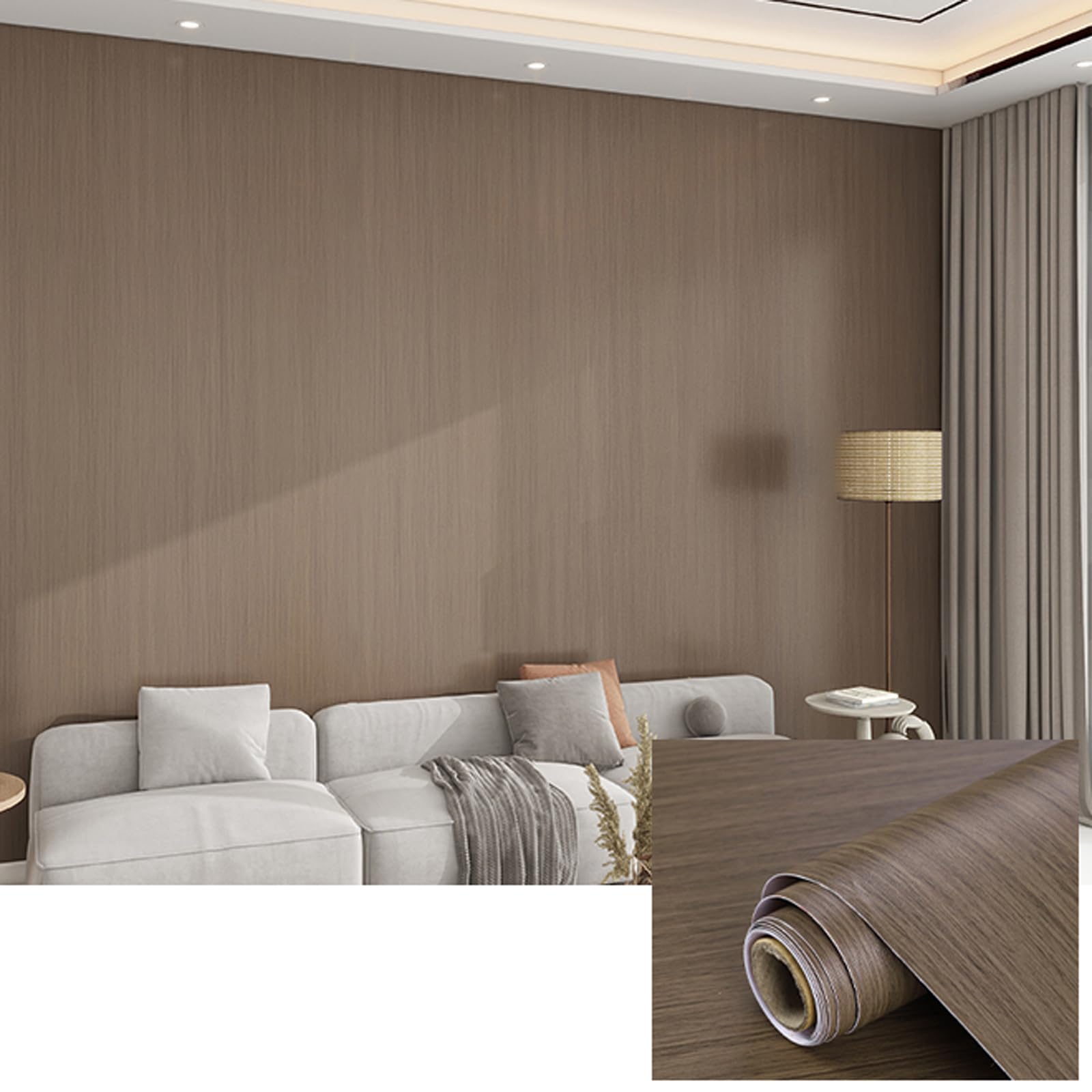 Papier Peint Bois,Papier Adhesif pour Meuble Bois,Panneaux Muraux PVC Imitation Bois,Peler et Coller,Imperméable et Isolant Thermique,pour Plan de Travail Porte Adhesif Mural Salon