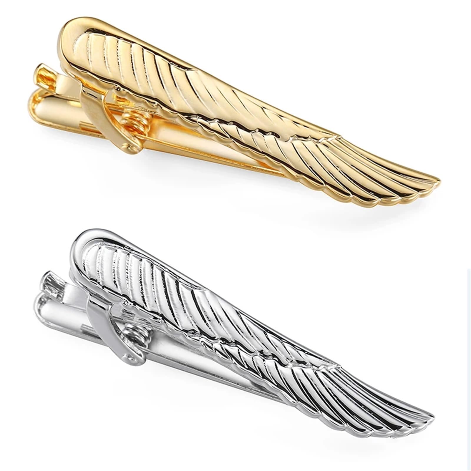 Pisacorbatas Clips de corbata clásicos for hombre y mujer, con alas Metal, accesorios for camisas negocios, joyería, 2 uds