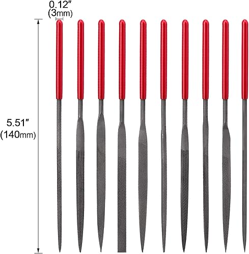 Miniatura 3 de ANCIRS Juego de 10 limas de aguja, juego de archivos de joyería de aguja, limas de acero de resistencia de aleación endurecida