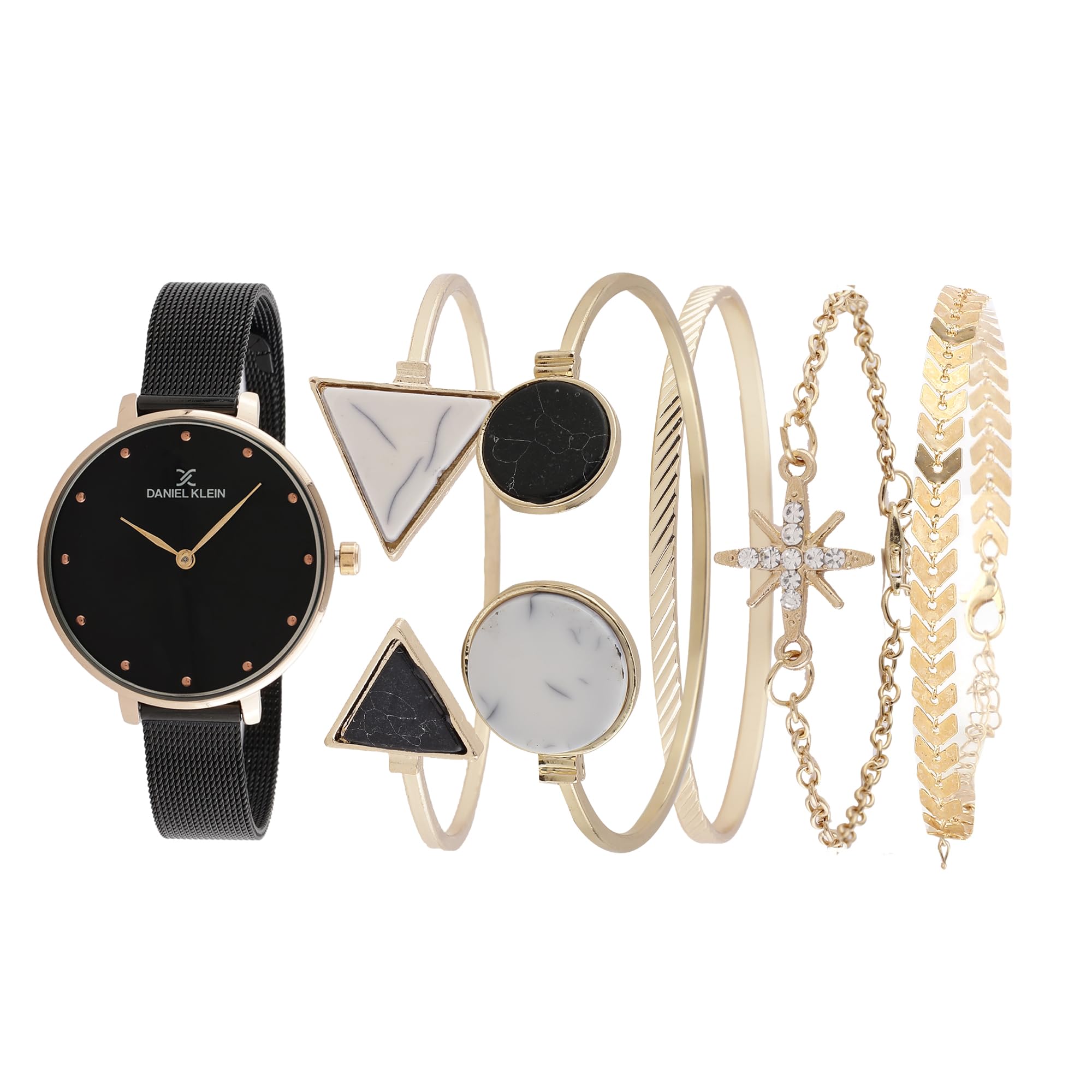 Daniel Klein Black Dial Analog Gift Set Stainless Steel Watch With Bracelet For Women (Pack Of 6) - Dkg002-3 (B0CPFHBF5F) Amazon Price History, Amazon Price Tracker