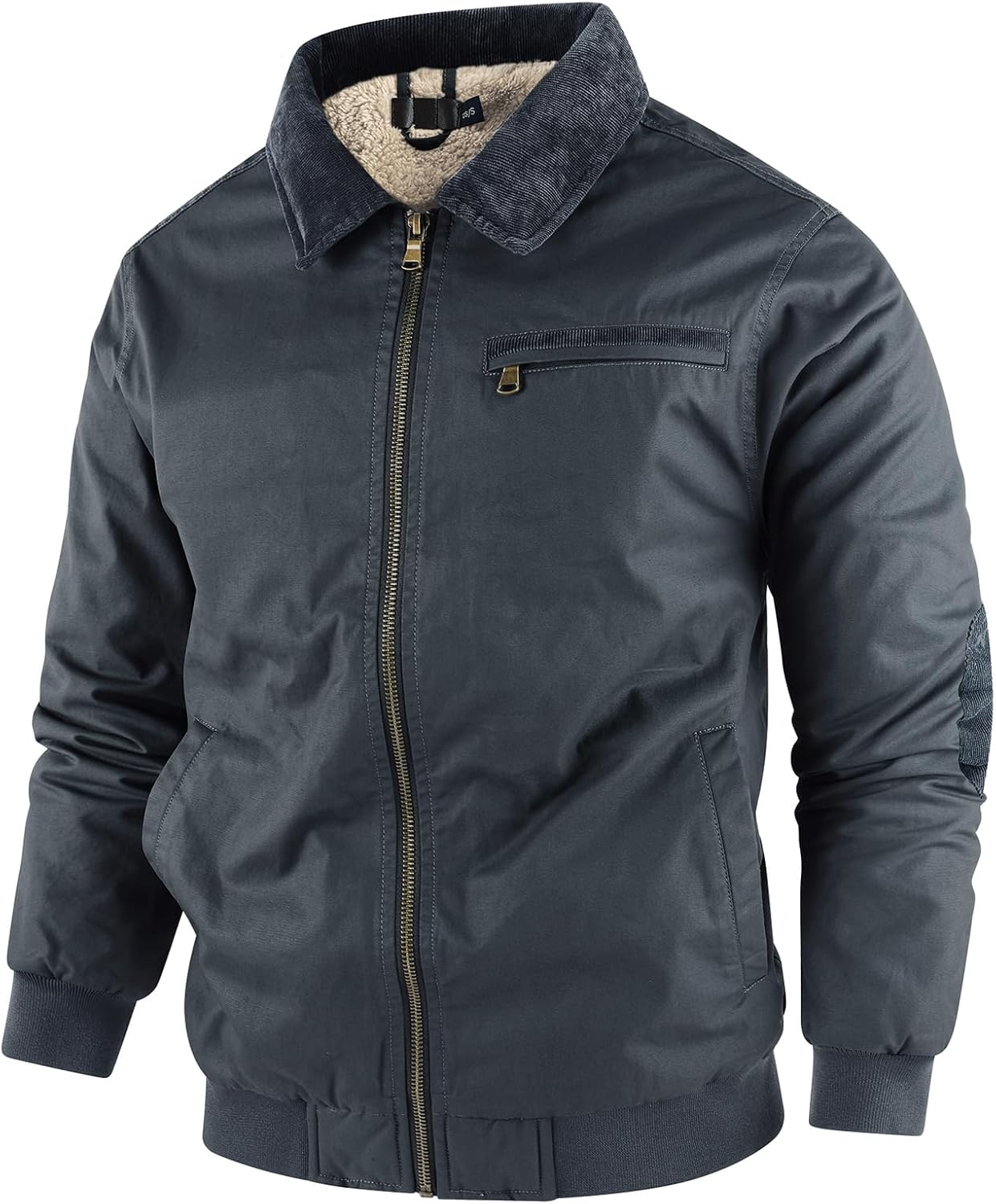 Flygo Mens Sherpa Lined Detroit Jacket Winter Warm Fleece Coat Waxed Washed Canvas Rugged Waterproof Jackets - Image 2