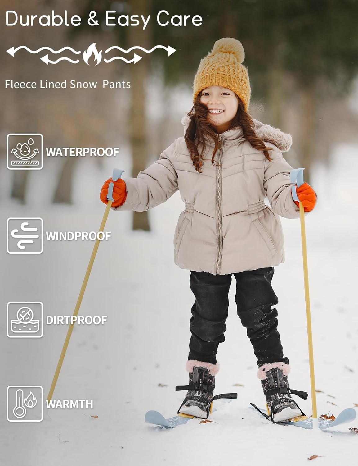 QBK Toddler Snow Pants Kids Fleece Lined Waterproof Ski Pants For Boys And Girls - Image 6