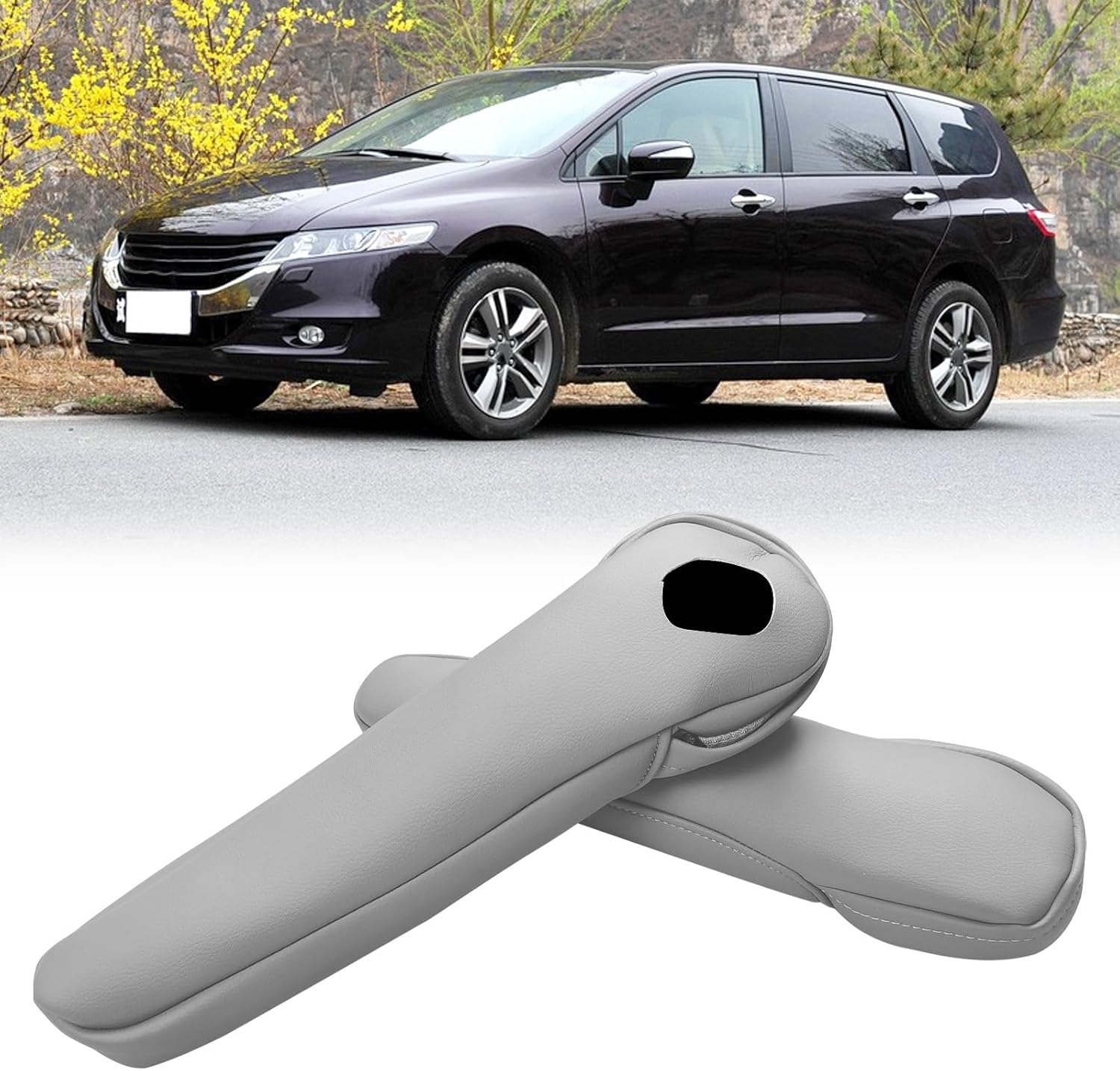 Compatible with Car Front Seat Armrest Cover for Honda Odyssey 2005 2006 2007 2008 2009 2010 Microfiber Leather Seat Arm Rest Cover for Front Driver and Passenger Side 2PCS Gray