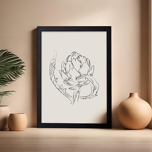 Miniatura 680 de Poster Master Póster de peonías – Estampado de flores retro – Ilustración floral – Ilustración en blanco y negro – Diseño de línea y abstracto –