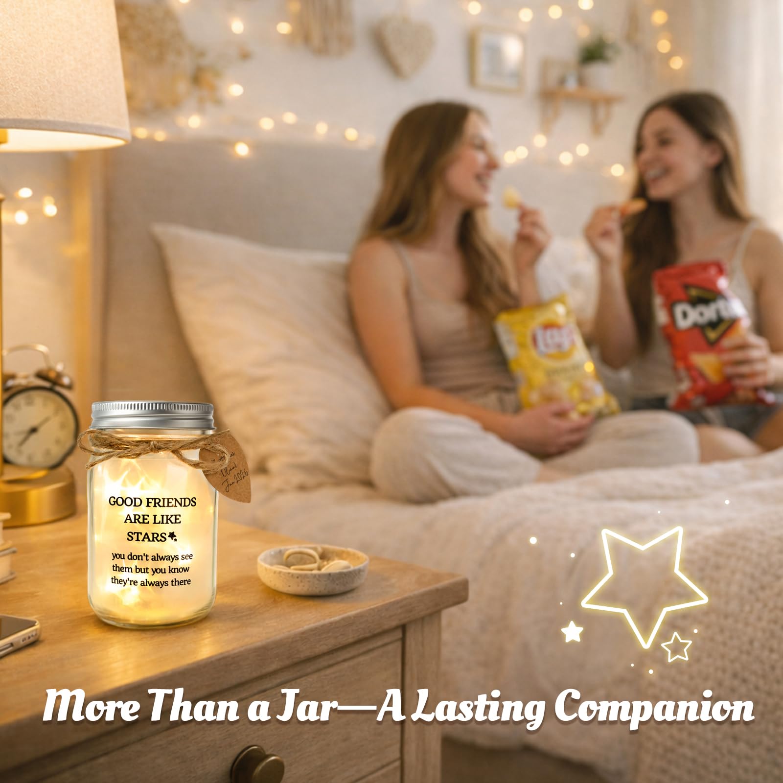 Friendship Gifts for Women, Unique Birthday Gifts for Women Friend, Best Friend Graduation Gift, Long Distance Friendship Keepsake, Sentimental Mason Star Jar for Bestie Soul Sister