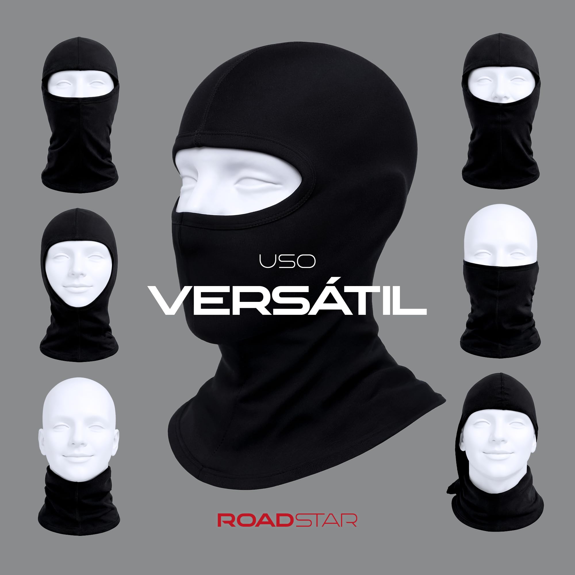 ROAD-STAR Pasamontañas 100% algodón – Talla única – Tipo S001, Single Eye, Negro
