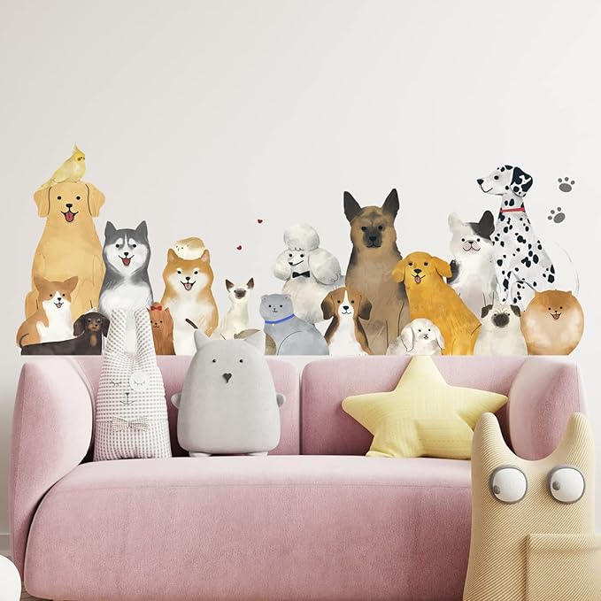 Pet Wall Stickers Peel and Stick Puppy Dog Wall Decals Cute
