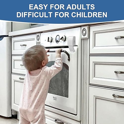 Miniatura 2 de CLYMENE Cerradura de puerta de horno mejorada para niños, cerradura frontal para horno, a prueba de bebés, resistente al calor y fácil de instalar,