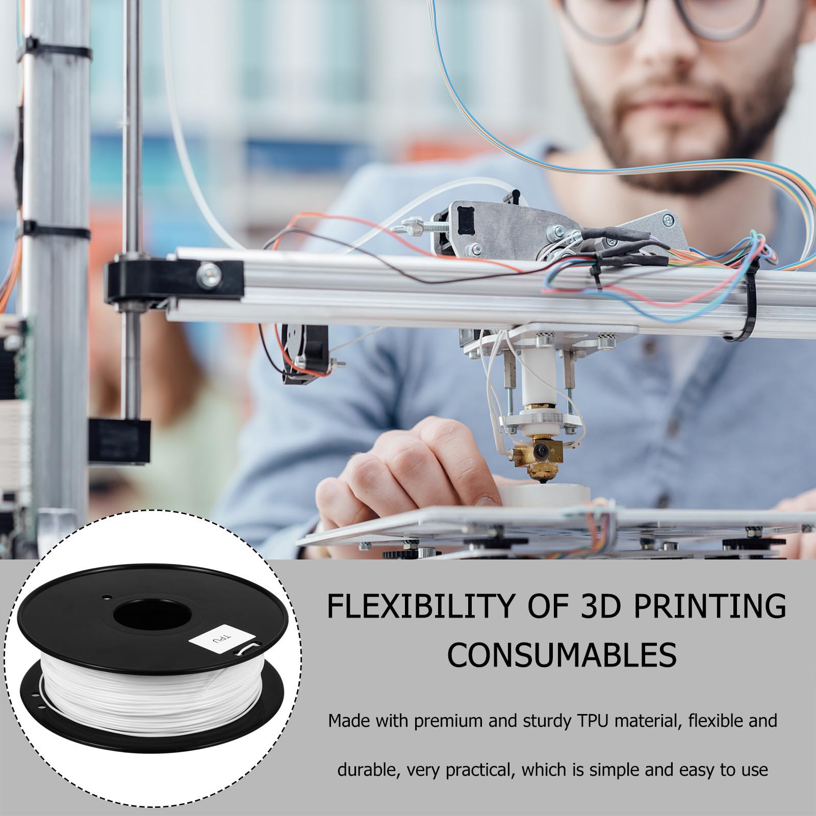 Consommable Flexible Tpu pour Impression 3d, 1,75mm, 0,8 Kg