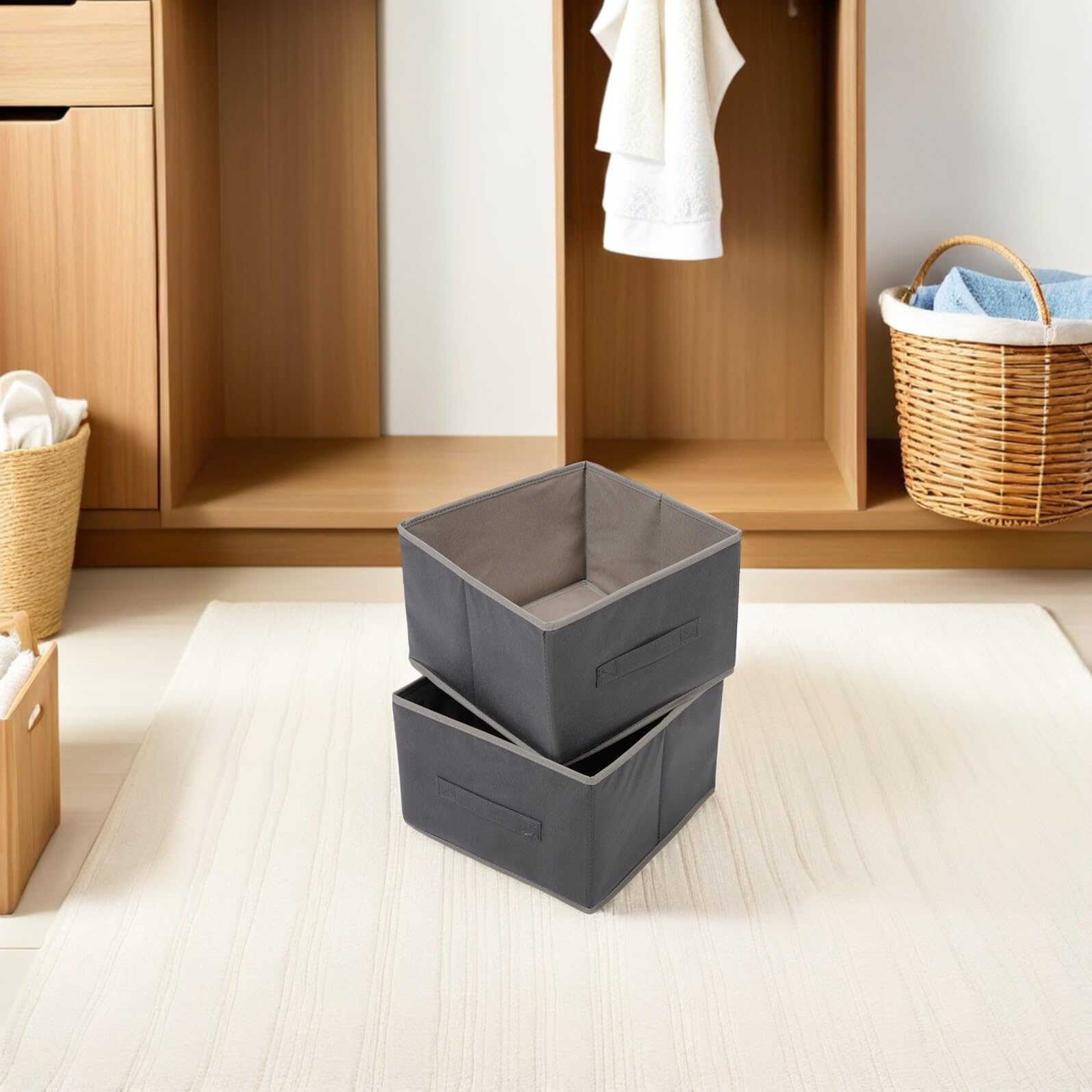 TOPBATHY -stufiger Hängeschrank Organizer aus Vliesstoff mit 2 Schubladen Faltbarer Kleiderschrank Organizer für Studentenwohnheim und Kleidung Hängeaufbewahrung für Pullover und Hosen