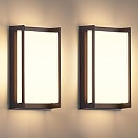 wowlite Modern Outdoor Wall Lights 2-Pack: 3-Color LED Porch Lights, Matte Black IP65 Waterproof Exterior Fixtures for Front Door