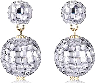 Disco Ball Earrings for Women Sparkly Mirror Ball Dangle Earrings Dance Party Country Music Concert Outfits 60s 70s Outfits Costume Accessories Halloween Jewelry Gifts