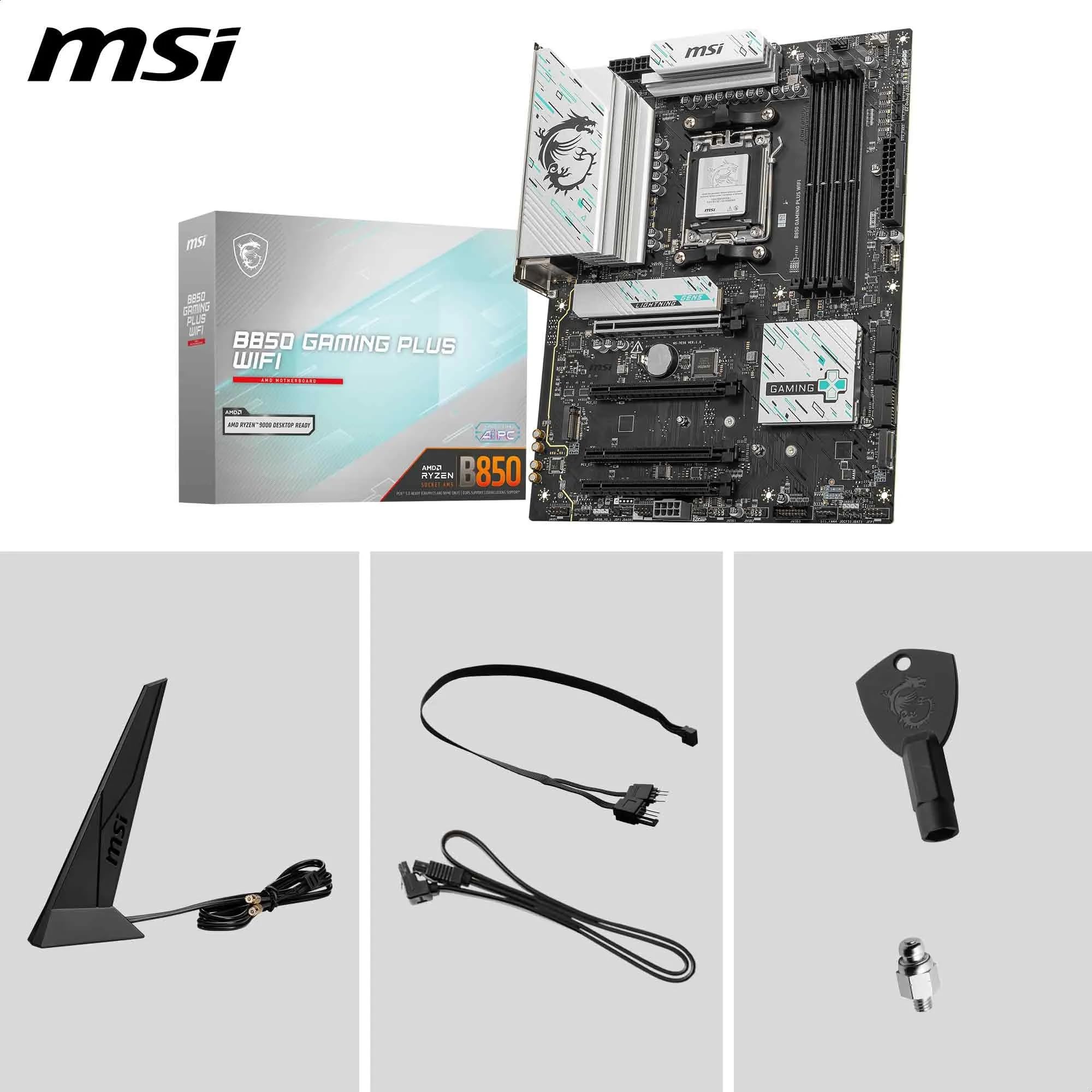 MSI Płyta główna B850 GAMING PLUS WIFI, ATX - Obsługuje procesory AMD Ryzen 9000/8000/7000, AM5 - DDR5 Memory Boost 8200+ MT/s (OC), PCIe 5.0 x16 i 4.0 x16, M.2 Gen 5, Wi-Fi 7, 5G LAN