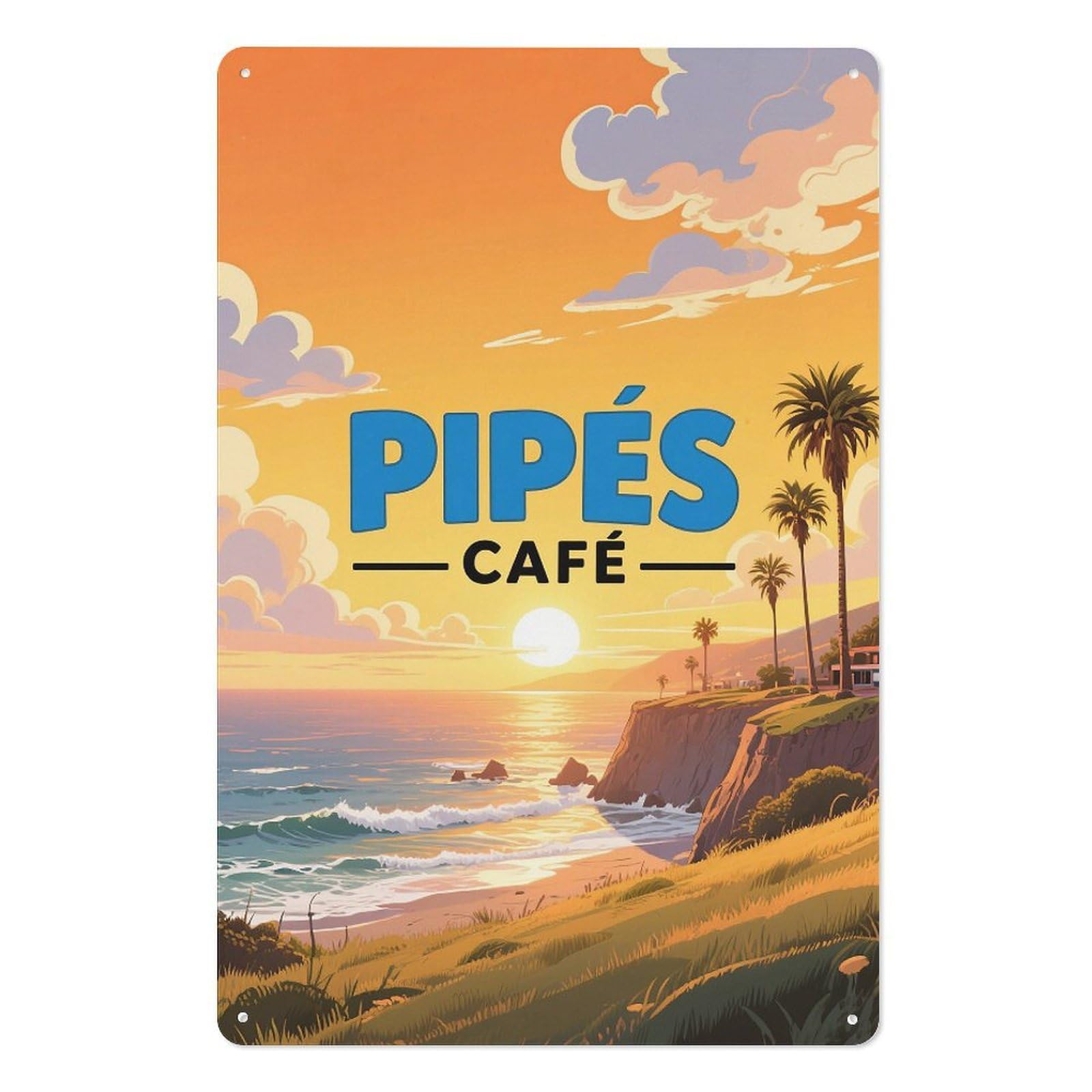 Pipes Cafe Retro Design Tin Paintings Vintage Tin Sign 08x12inch(20x30cm) Wall Art for Home Office Bedroom Living Room Cafes Wall Decor