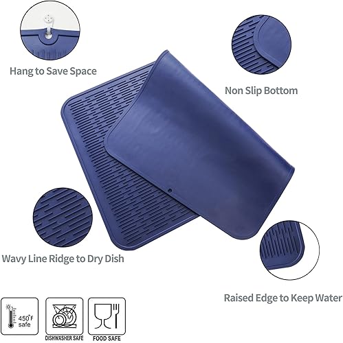 Miniatura 277 de Tapete de silicona para secado de platos para múltiples usos, fácil de limpiar, ecológico, resistente al calor, tapete de silicona para encimera