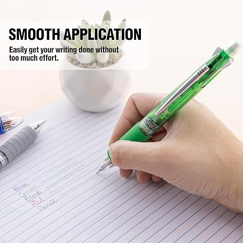 Miniatura 6 de BAZIC Products Bolígrafo 4 + 1 + lápiz mecánico con agarre suave, punta gruesa de 0.039 pulgadas, plomo de 0.027 pulgadas, tintas de colores