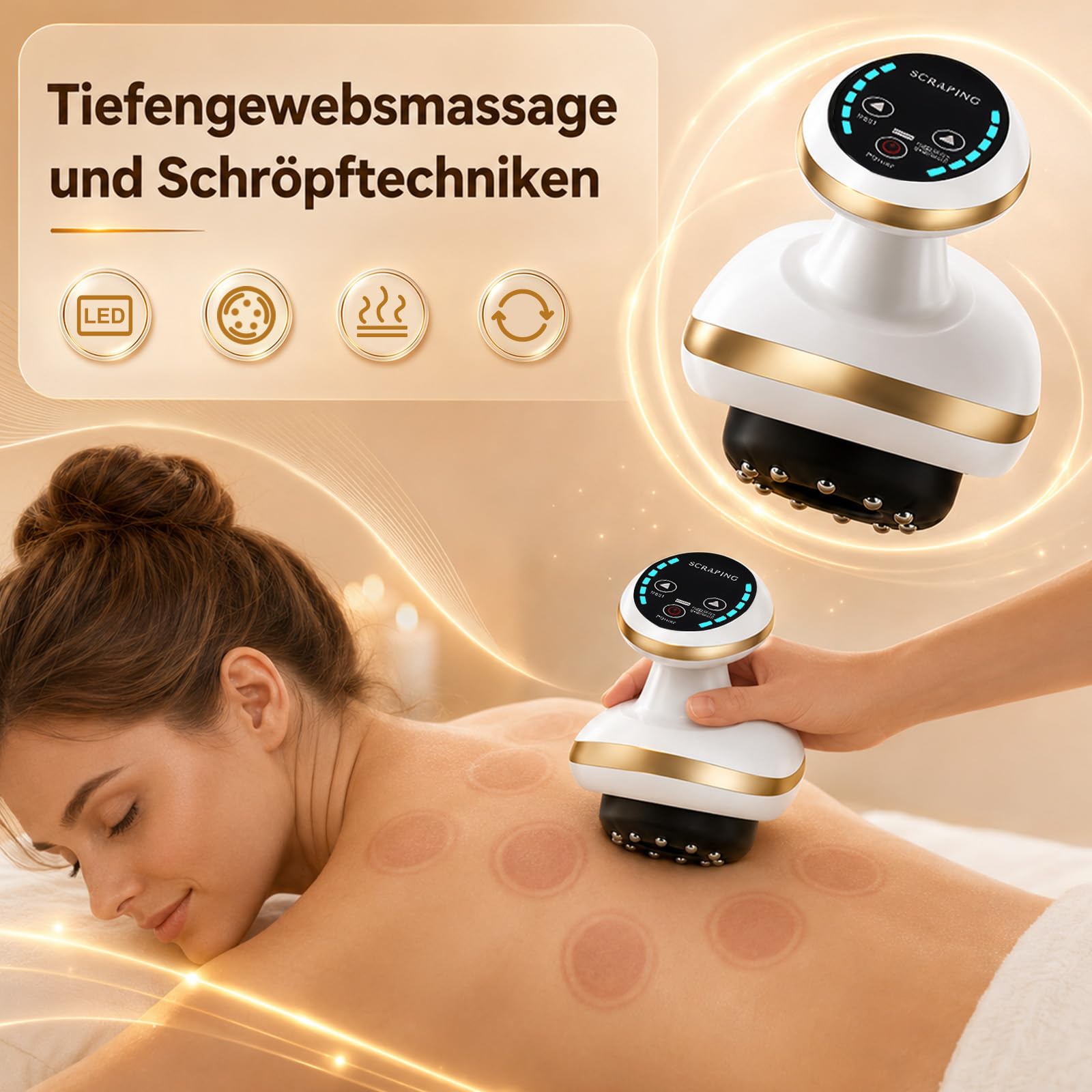 Anti Cellulite Massagegerät, 4-in-1 Lymphdrainage Massager Schröpfgerät Elektrisch Anticellulite Geräte Gua Sha Lipödem Massagegerät mit Vakuum Massage für Körperstraffung Lymphdrainage Durchblutung