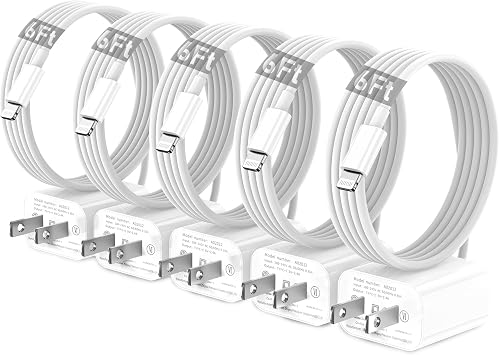 Phone Charger Fast Charging - 20W Phone Lightning Charger, Wall Fast Charger with Lightning Cable Compatible with iPhone 14/13/12/11/Pro/Max/XR/XS/X/8 5 Pack