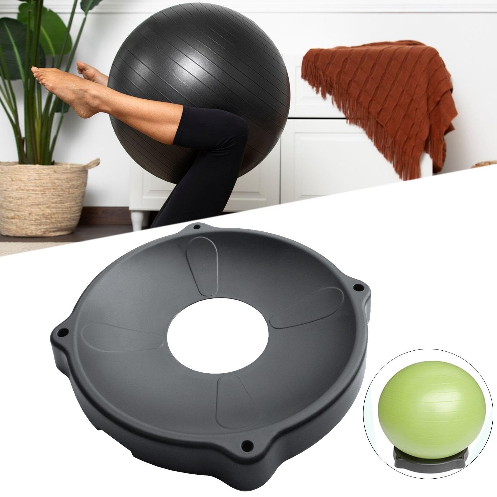Base per palla da yoga, supporto per palla da ginnastica, supporto per sedia con design compatto, 49 x 5,5 cm