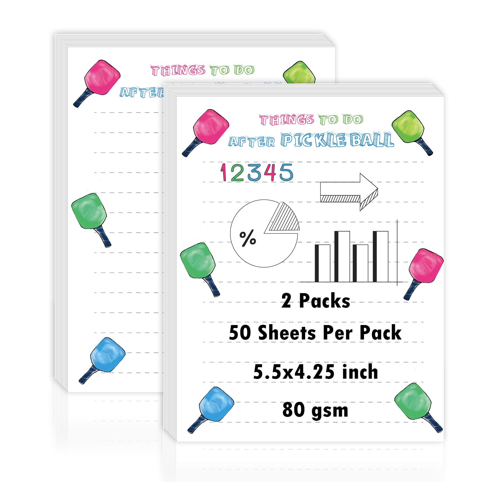 XUWAIDSGN 2pcs Pickleball Notepads 50 pages Things To Do After Pickleball Notepad 4x6 lined Memo Notepads Cute Note Pads Easy to Tear Funny Pickleball