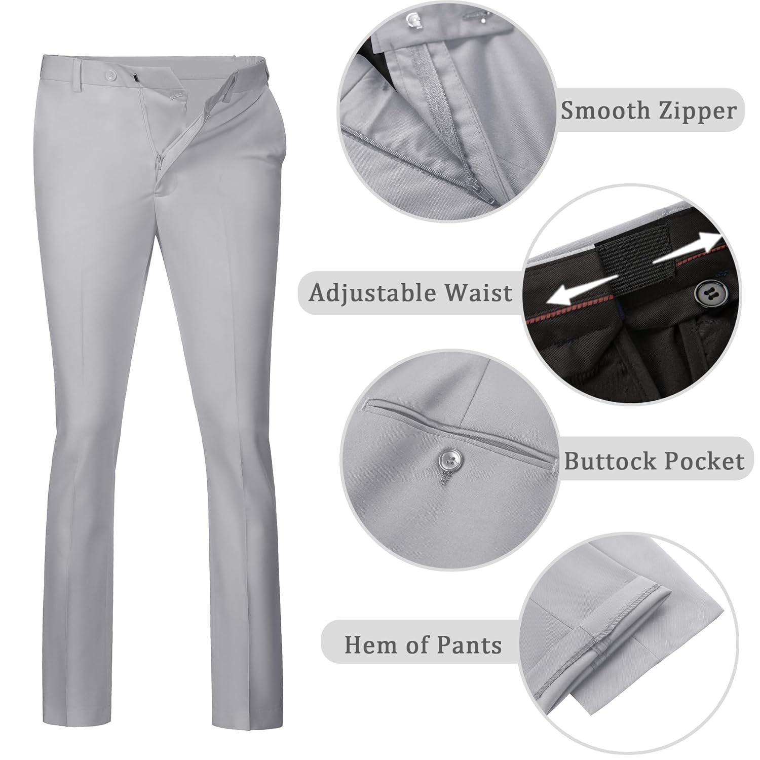 Calça social masculina slim fit frente lisa para homens com cintura expansível oculta, calça de terno casual em promoção! Veja a oferta e mais achadinhos de Calças 5 Hoje é o melhor dia para comprar Calça social masculina slim fit frente lisa para homens com cintura expansível oculta, calça de terno casual com aquele preço maroto! Promoção! Aproveite a oferta! 5