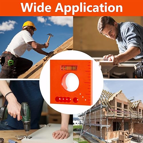 Miniatura 5 de Atiger Regla de compensación de 2 marcas con nivel regla multifunción 5 en 1 para líneas paralelas para tornillos o herramienta de marcado de corte