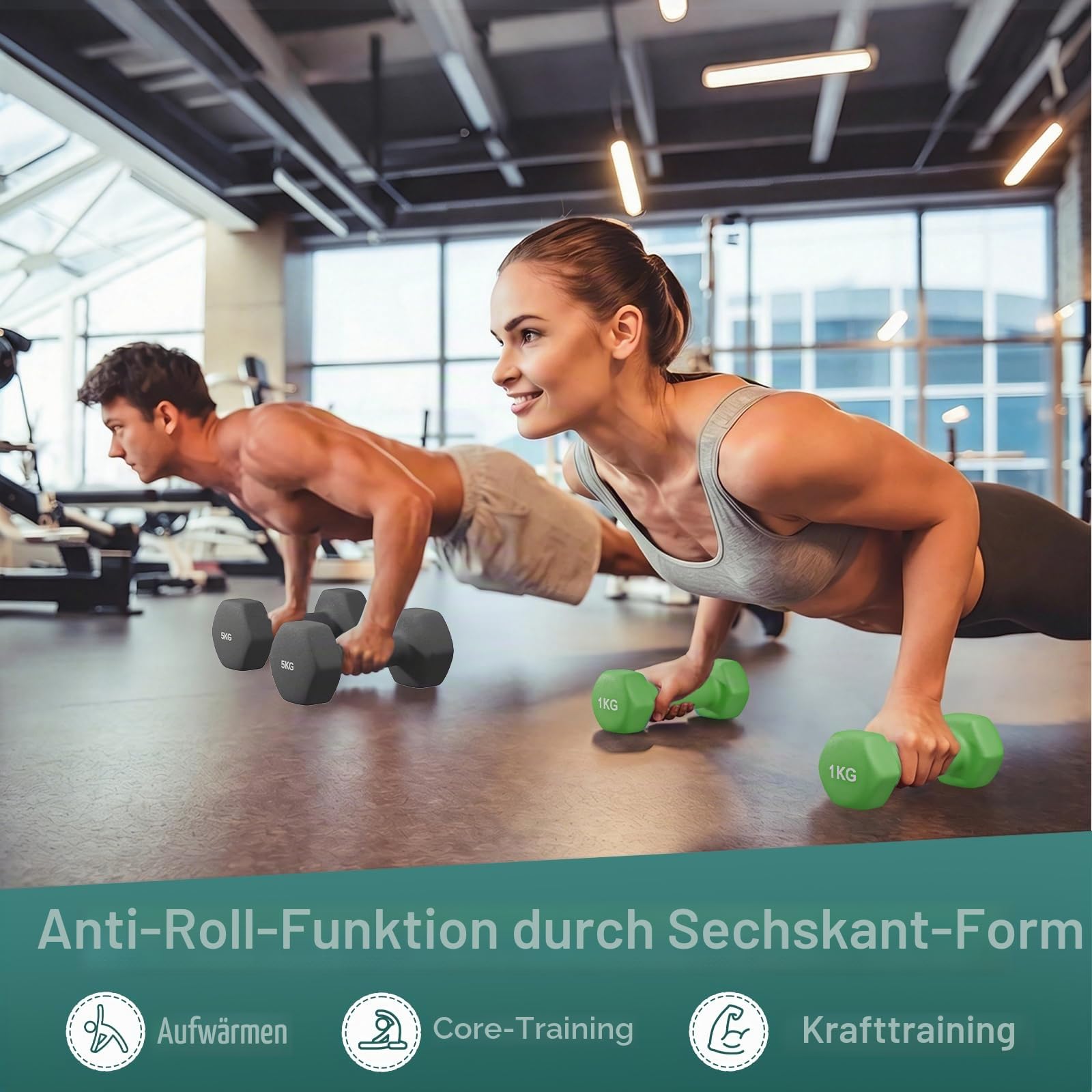 Dripex Hanteln Set, 3 Paar enthält 1kg-3kg oder 1kg - 5kg mit Ständer Aufbewahrung, 12kg oder 18kg Kurzhanteln Neopren für Zuhause