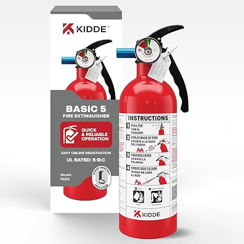 Kidde Extintor de incendios para uso doméstico y de oficina, 5-BC, 3.2 libras, aprobado por USCG con soporte de correa (incluido)