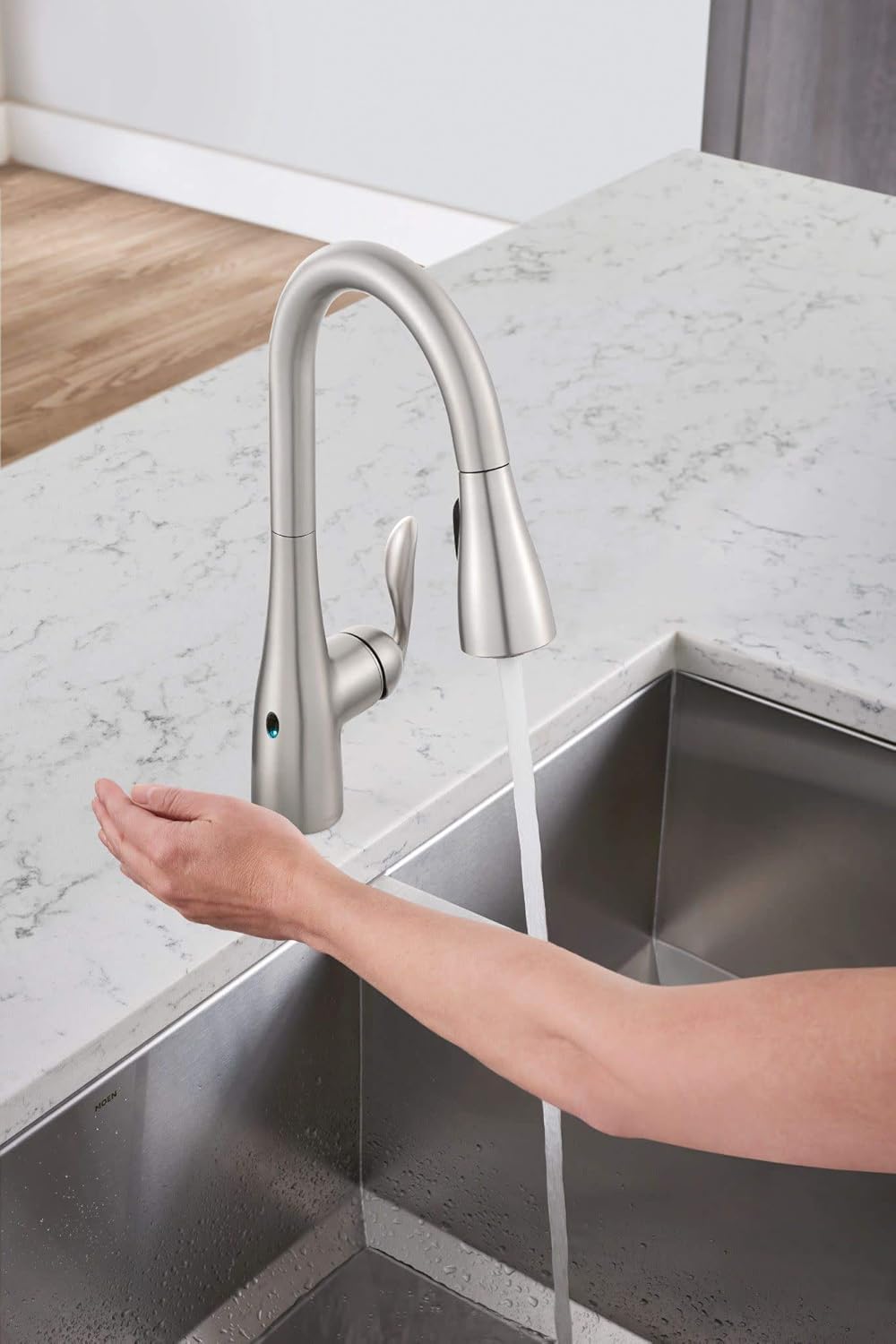 Moen 7594EWSRS Arbor Motionsense Wave Sensor Touchless One-Handle High Arc Pulldown Kitchen Faucet Featuring Reflex, Spot Resist Stainless with Kitchen Soap and Lotion Dispenser