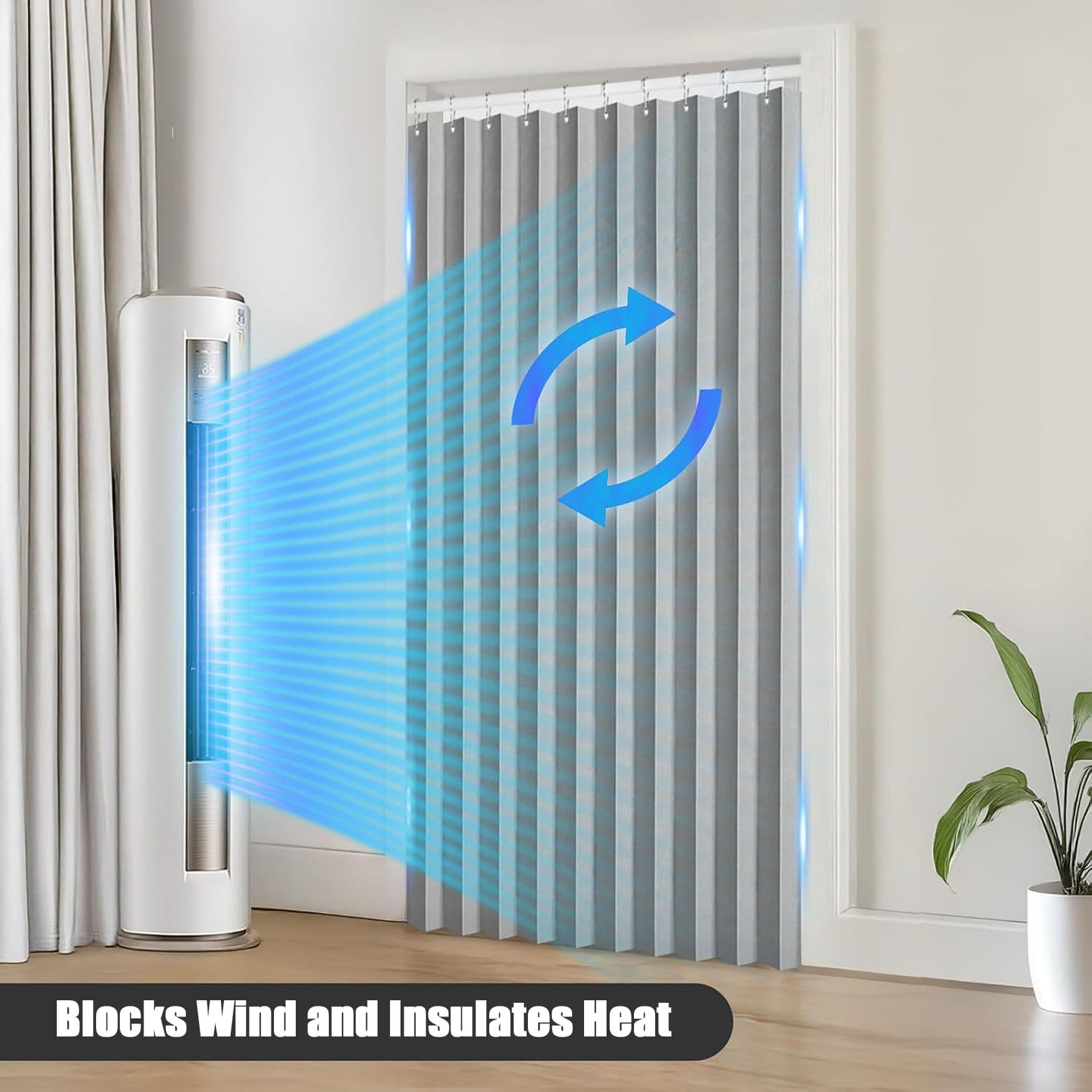 Rideau Separation 137 x 185 cm Anti-Moisissure, Imperméable, Anti-Éclaboussures Rideau Occultant Thermique Installation Facile et Rapide pour Balcon Armoire et Cloison, Gris