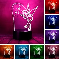 Vista 1 de Magic Elf Tinker Bell Miss Bell Rare Peter Pan Snowflake Tinkerbell Anime Character 3D LED Visual Luz nocturna para dormir con control remoto 16