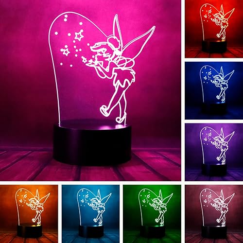 Miniatura 1 de Magic Elf Tinker Bell Miss Bell Rare Peter Pan Snowflake Tinkerbell Anime Character 3D LED Visual Luz nocturna para dormir con control remoto 16