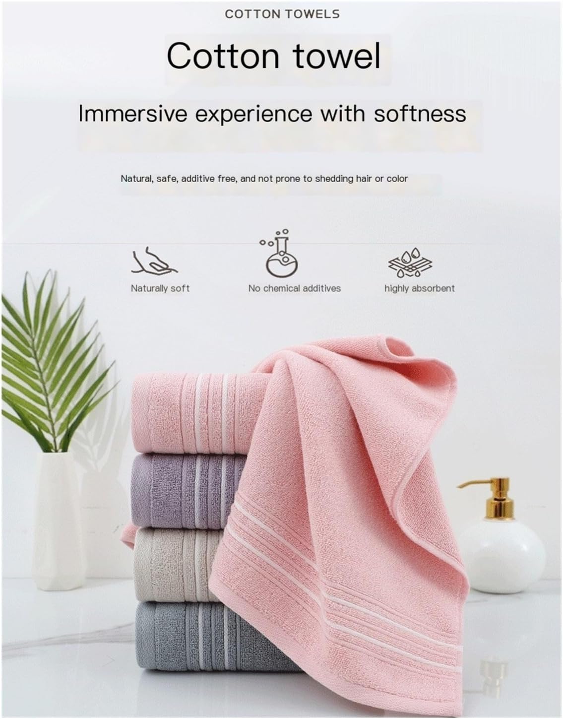 Cotton Towels, Thick and Soft, Absorbent Bath and Face Cloth, Pack of 3(Brown)