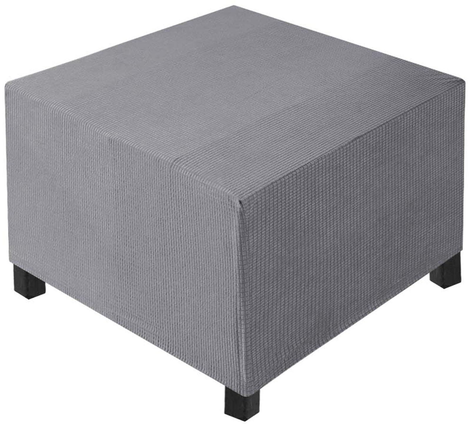 Aqigr Light Grey Large Square Footstool Cover, Stretch Ottoman Cover Washable Super Soft Universal Pouffe Cover With Elastic Bottom Anti-Slip Foot Stool Slipcovers(,L 65X W 65Xh 45Cm)