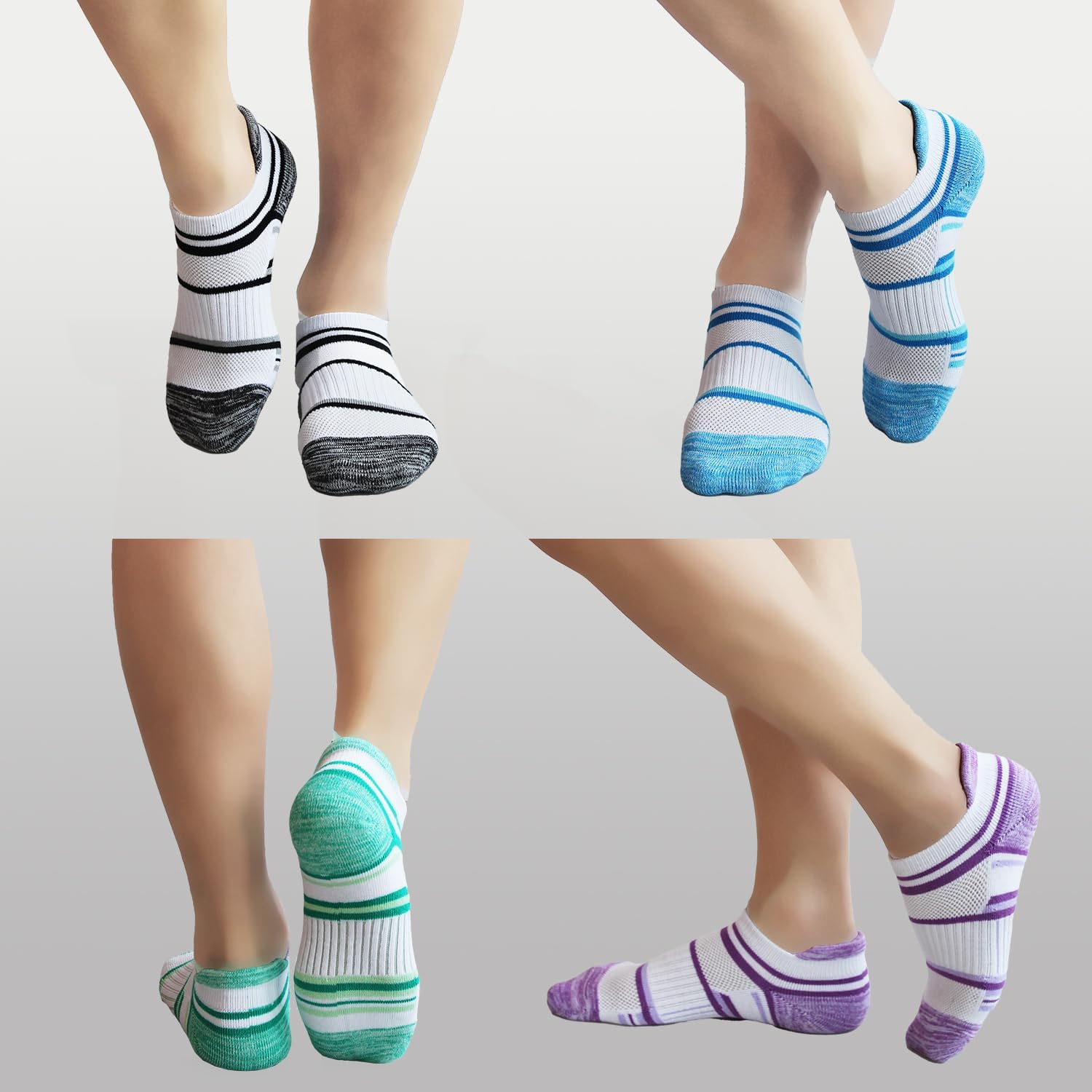 BIOAUM Womens Cotton Ankle Anti-blister Thick Cushioned Wicking Odor Resist Athletic Running Socks 5-6 Pairs - Image 2